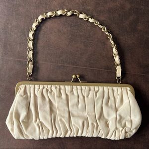 BCBGMaxAzria Cream and Brushed Brass Clutch/Handbag Combo